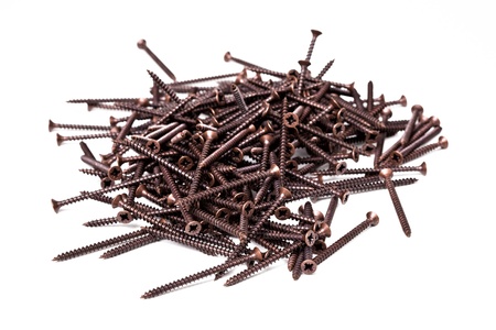 closeup image of classic screw on whiteの写真素材