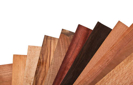 collection of different wood on white background