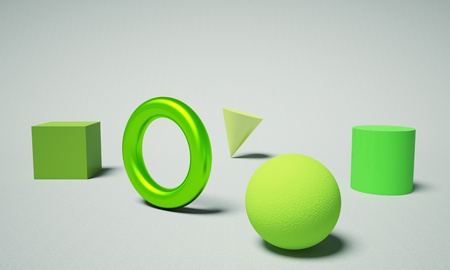 3d image of green solidの写真素材