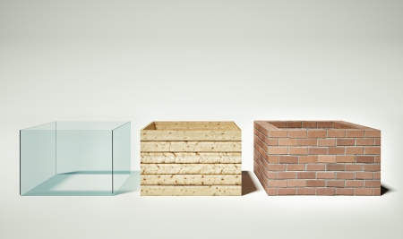 3d image of differen material wallの写真素材