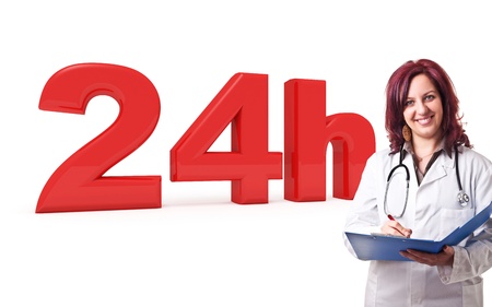 3d image of 24h and woman doctor