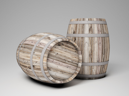3d image of classic wood barrelの写真素材