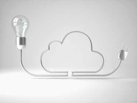 3d image of classic bulb and silver wire cloudの写真素材