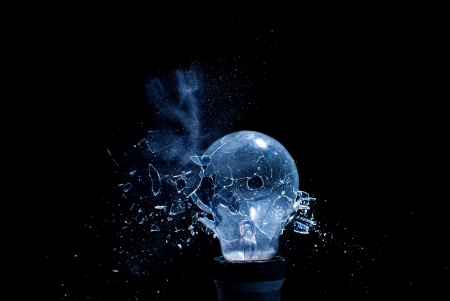 close up image of electric bulb explosionの写真素材