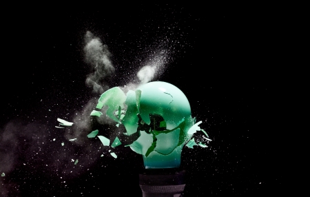 close up image of electric bulb explosionの写真素材