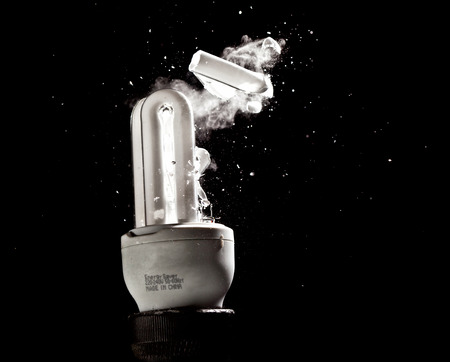 close up image of electric bulb explosion