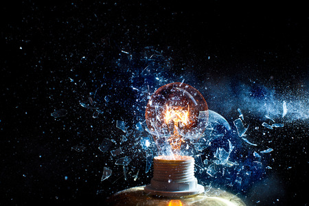 close up image of electric bulb explosionの写真素材