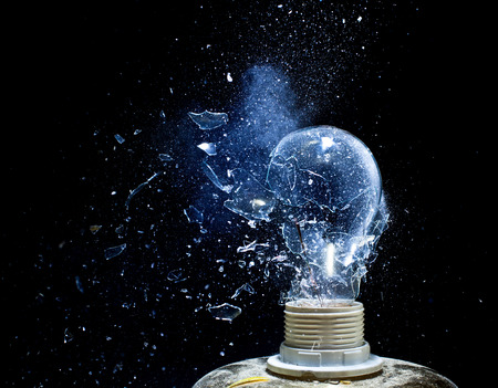 close up image of electric bulb explosion