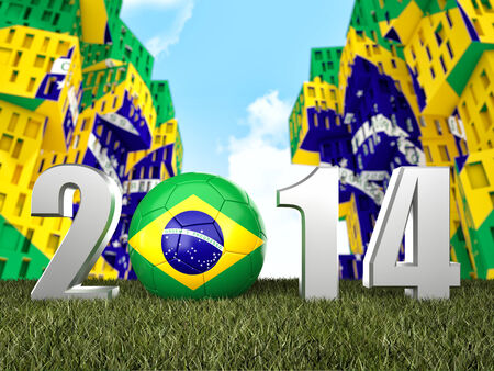 2014 soccer text and favela backgroundの写真素材
