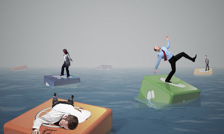 people on icon cube ocean の写真素材