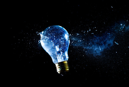close up image of electric bulb explosionの写真素材