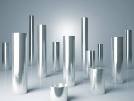 chrome cylinder abstract background 3dの写真素材