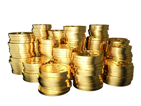 3d image of golden bitcoin on white