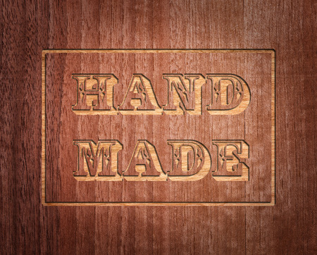 hand made text on wood backgroundの写真素材