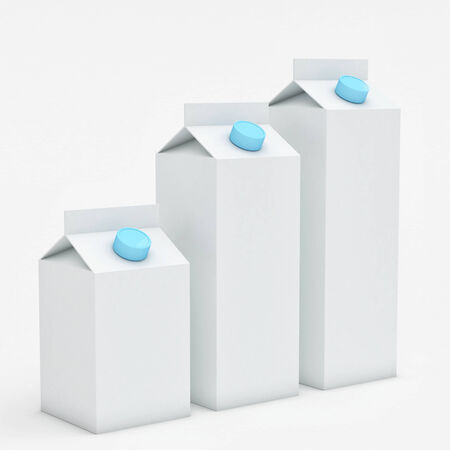 3d image of classic milk boxの写真素材