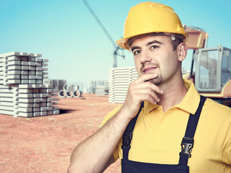 portrait of handyman at construction site