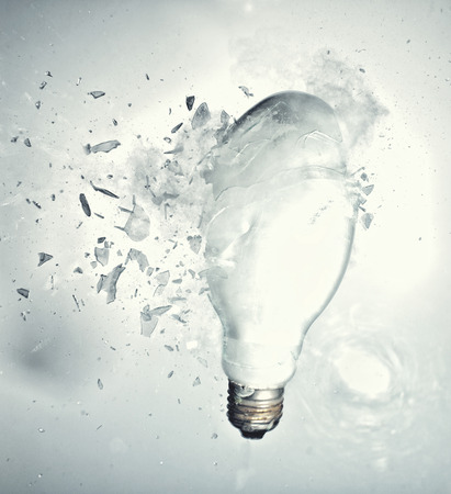 close up image of electric bulb explosionの写真素材