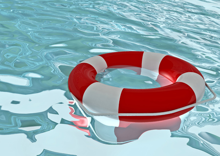 rescue buoy and ocean water
