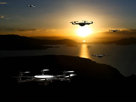 3d image of futuristic delivery droneの写真素材