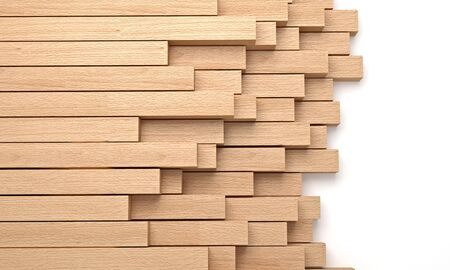 3d wooden beam and white copyspaceの写真素材