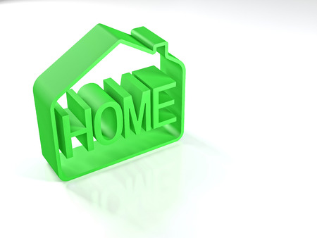 3d green house on whiteの写真素材