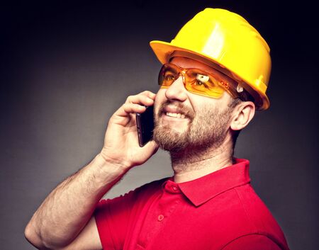 portrait of worker with mobile