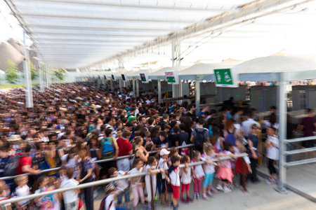 MILAN, ITALY - June 04, 2015: crowd at the gate  EXPO 2015のeditorial素材