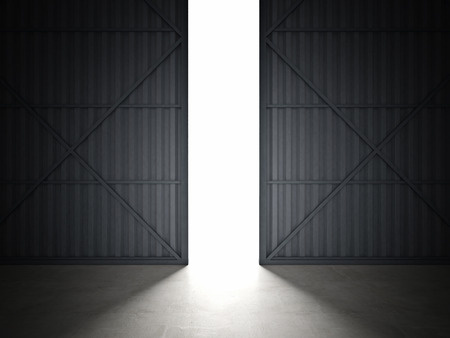 3d image of huge hangar doorsの写真素材