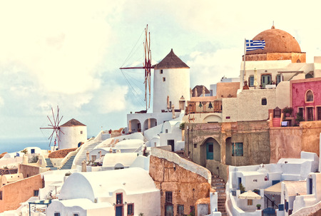 oia view santorini island greeceの写真素材