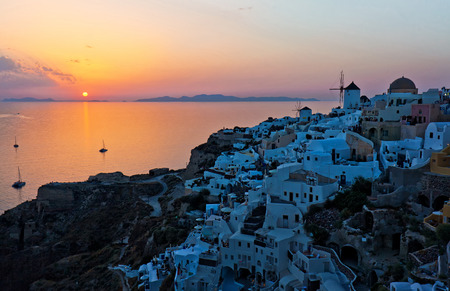 santorini island oia sunset viewの写真素材