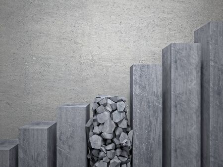 3d image of broken concrete stair