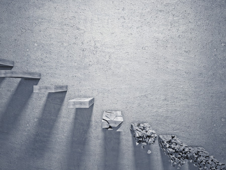 3d image of broken concrete stair