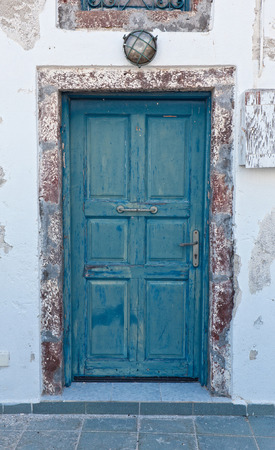 old traditional door in Oia santoriniの写真素材