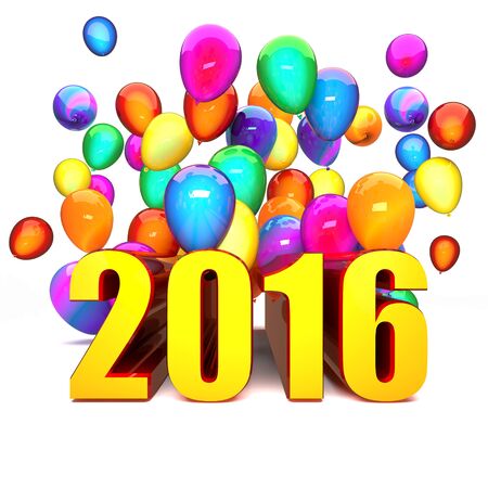 3d image of 2016 and balloonの写真素材