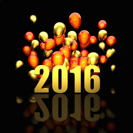 3d image of 2016 and balloon