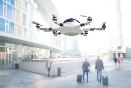 modern 3d drone adn town backgroundの写真素材