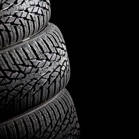 detail of used winter tyre