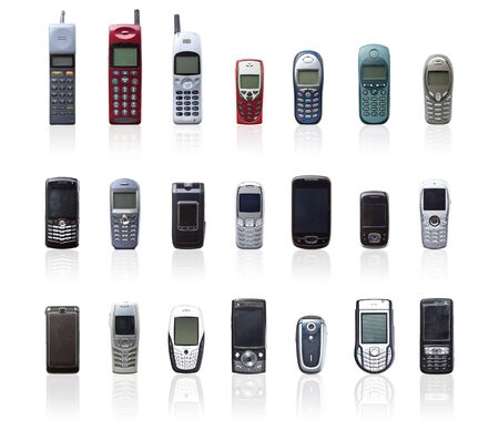 vintage mobile collection on white background