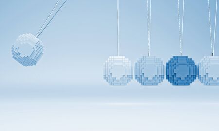 3d image of low poly newton cradleの写真素材