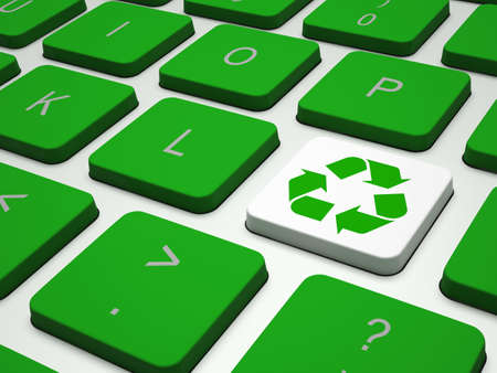 Green recycling on modern  keyboardの写真素材
