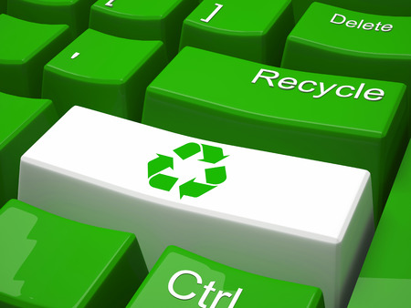 Green recycling on modern  keyboardの写真素材