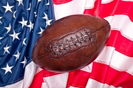 american football ball and old  glory flagの写真素材