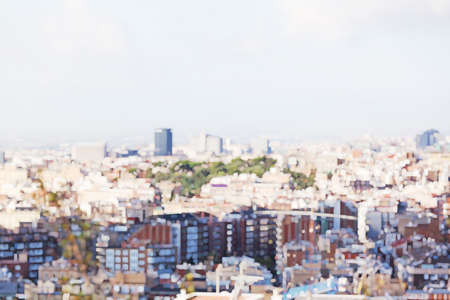 blurry image of modern townの写真素材