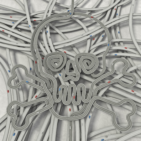 3d image of danger concept made by roadの写真素材