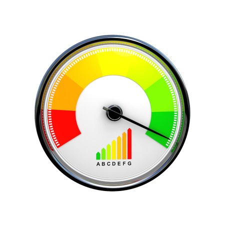 speedometer energy efficiency 3d rendering imageの写真素材