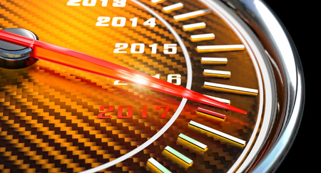 new year day 2017 speedometer 3d rendering