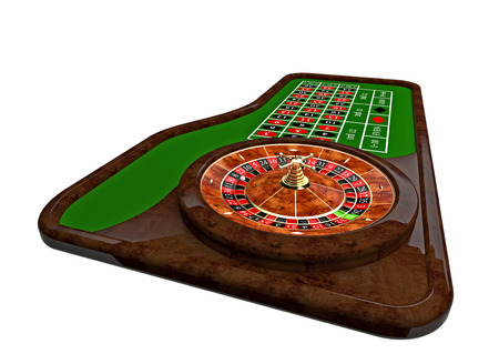classic casino roulette and green table 3d renderingの写真素材