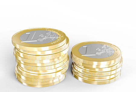 euro coin on white background 3d rendering imageの写真素材