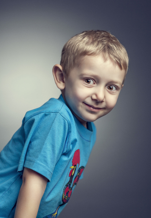 portrait og young kid in studioの写真素材