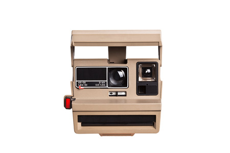 vintage instant camera isolated on whiteの写真素材